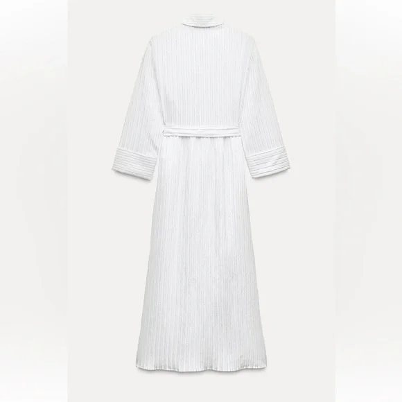 Zara STRIPED SHIRT DRESS ZW COLLECTION $89.90 Size Large NWT - Picture 4 of 7